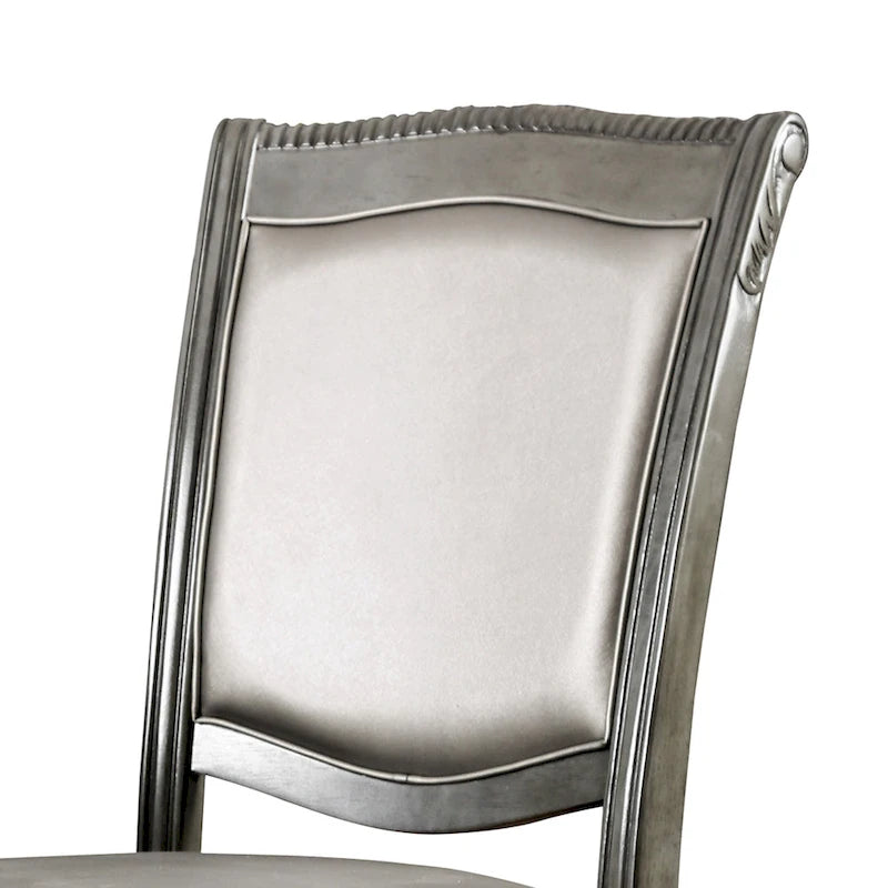 Sillas de comedor Tima tradicionales de piel sintética gris (juego de 2) de Furniture of America