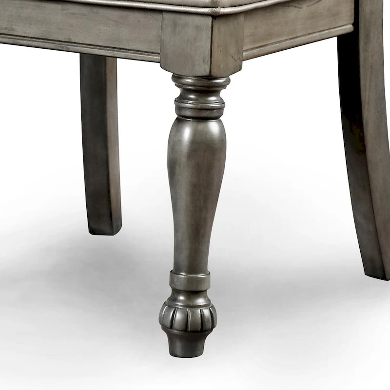 Sillas de comedor Tima tradicionales de piel sintética gris (juego de 2) de Furniture of America