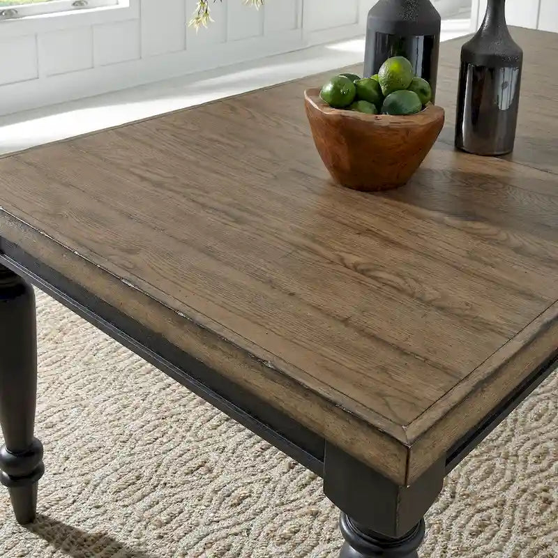 Mesa de comedor rectangular con acabado de pizarra negra con extensión – Capacidad hasta para 8 personas