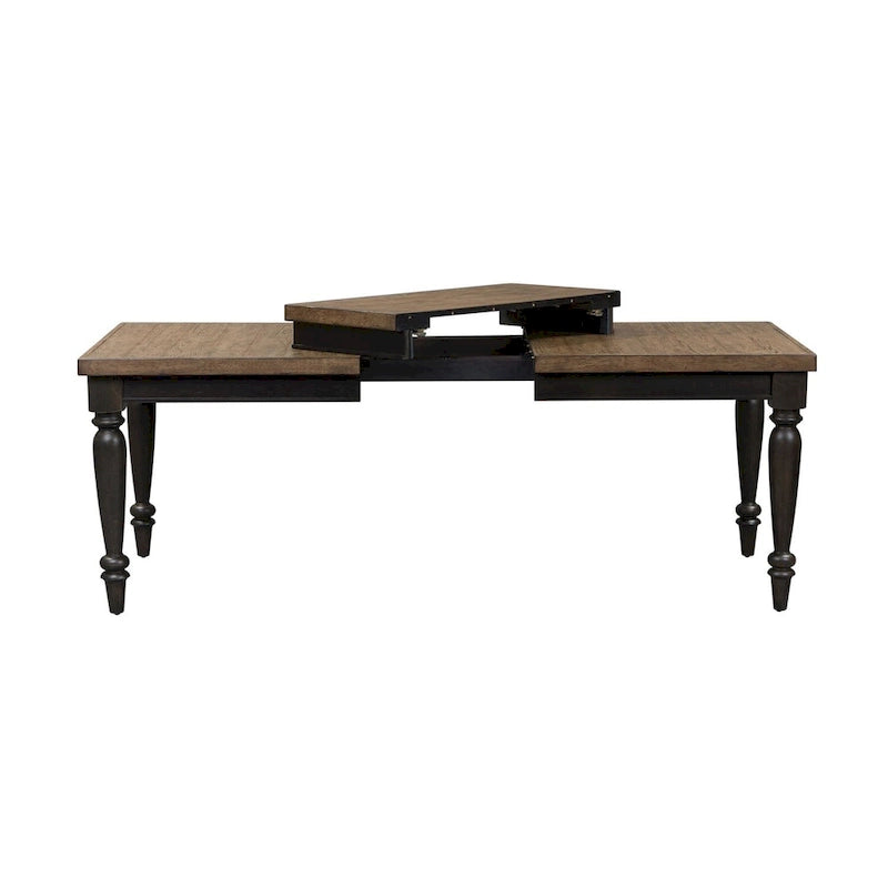 Mesa de comedor rectangular con acabado de pizarra negra con extensión – Capacidad hasta para 8 personas