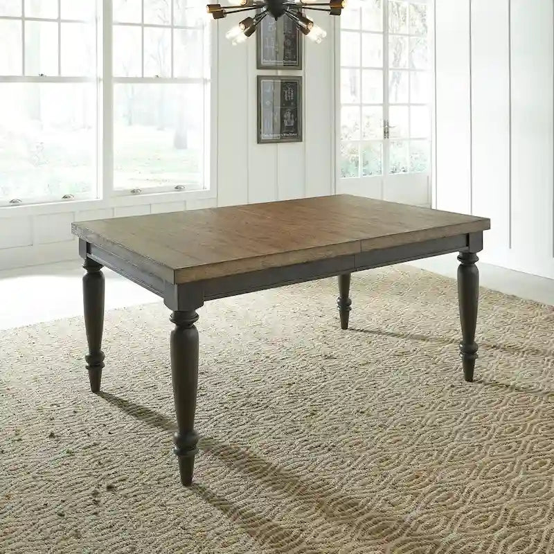 Mesa de comedor rectangular con acabado de pizarra negra con extensión – Capacidad hasta para 8 personas