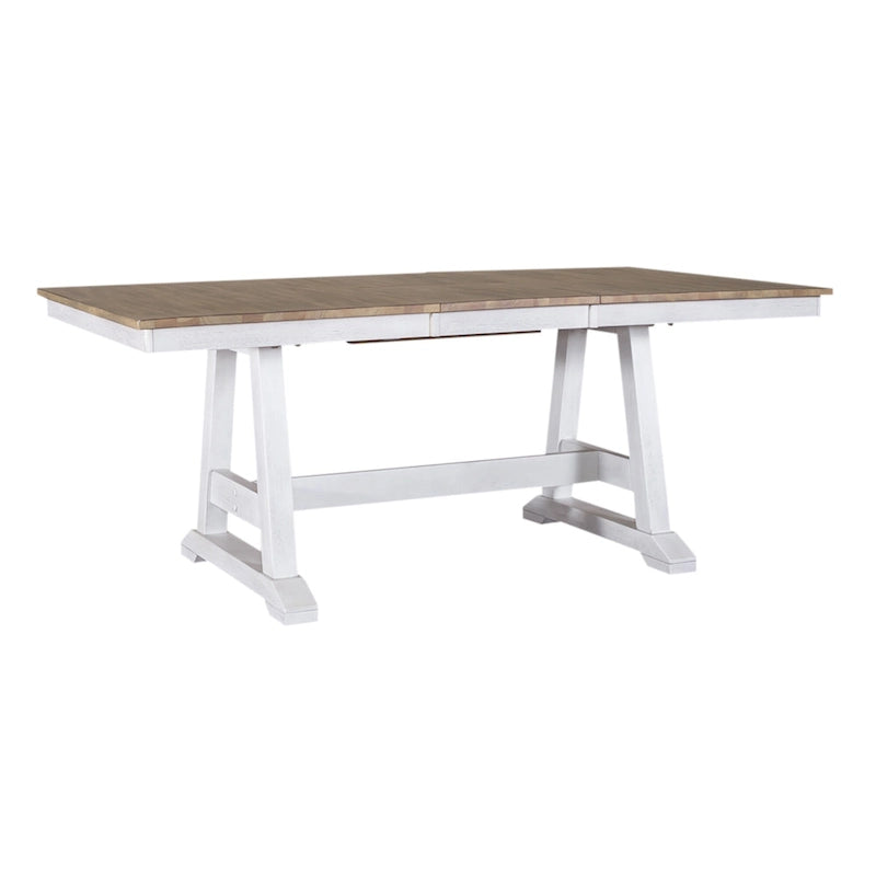 Juego de mesa de caballete Lindsey Farm de 7 piezas blanco envejecido y color arenisca