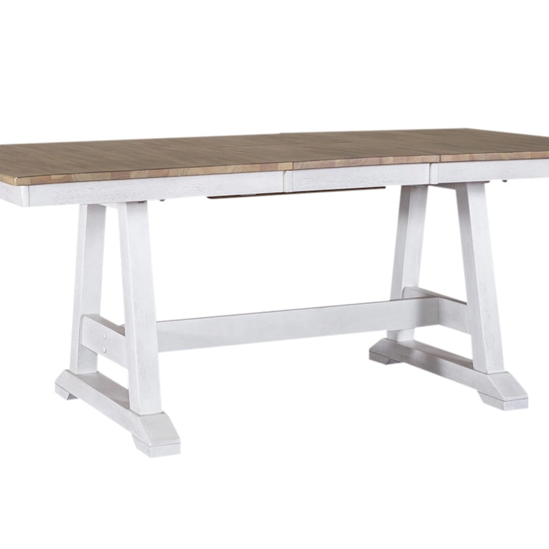 Juego de mesa de caballete Lindsey Farm de 7 piezas blanco envejecido y color arenisca