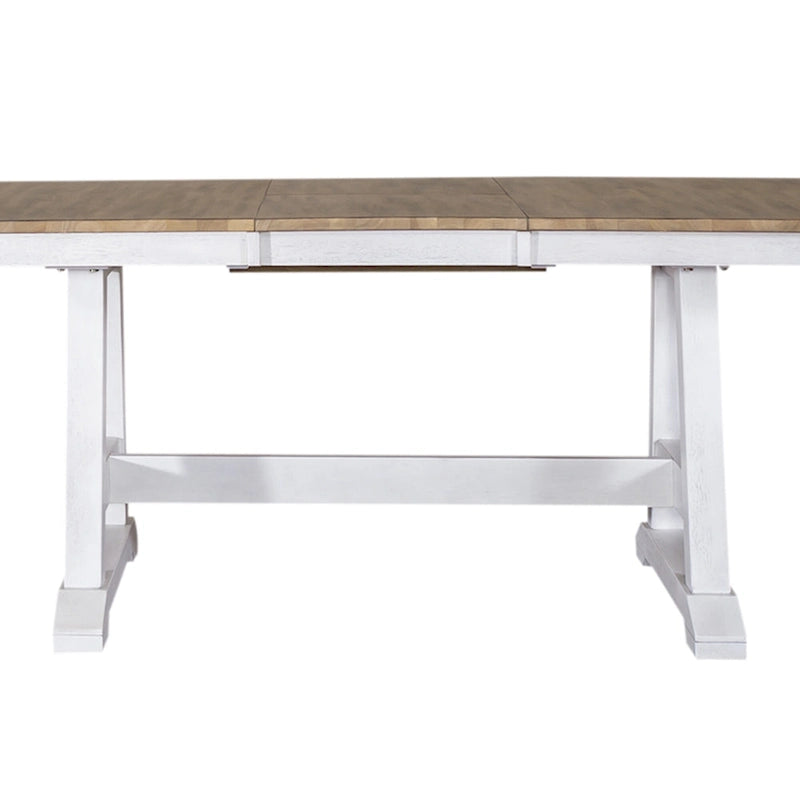 Juego de mesa de caballete Lindsey Farm de 7 piezas blanco envejecido y color arenisca