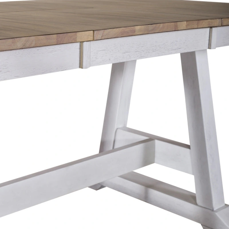 Juego de mesa de caballete Lindsey Farm de 7 piezas blanco envejecido y color arenisca