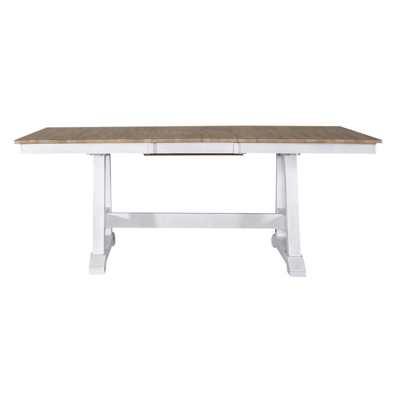 Juego de mesa de caballete Lindsey Farm de 7 piezas blanco envejecido y color arenisca