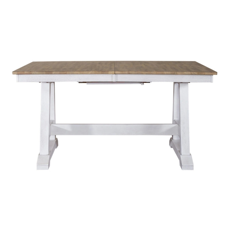 Juego de mesa de caballete Lindsey Farm de 7 piezas blanco envejecido y color arenisca