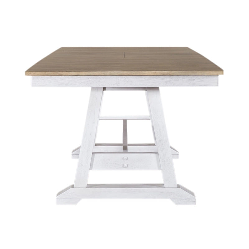 Juego de mesa de caballete Lindsey Farm de 7 piezas blanco envejecido y color arenisca