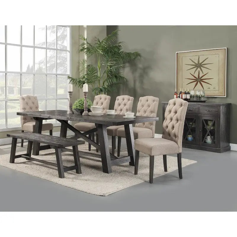 Banco de comedor de madera gris recuperada – 60" – Capacidad para 2 o 3 personas