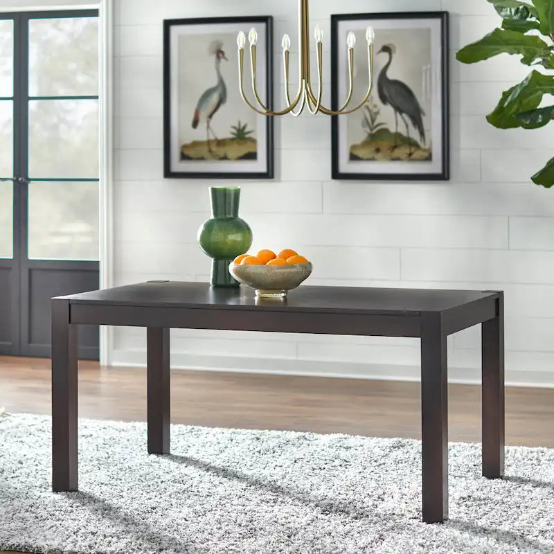 Juego de comedor de 6 piezas con banco Simple Living Annie Espresso, madera de caucho gris y tela