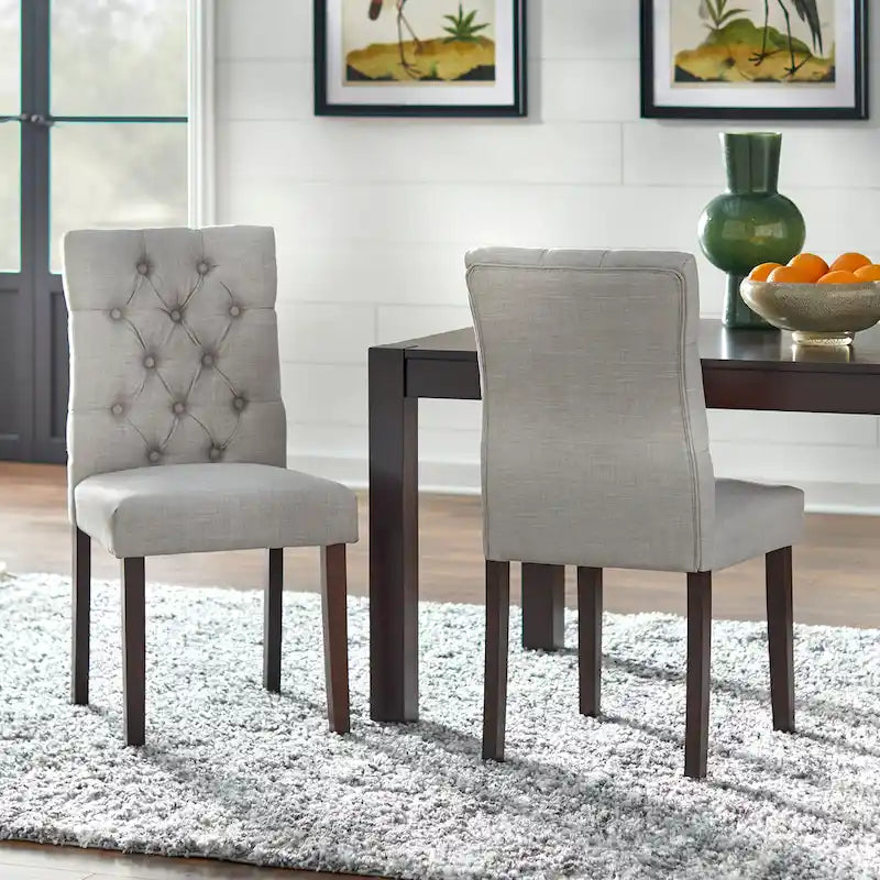 Juego de comedor de 6 piezas con banco Simple Living Annie Espresso, madera de caucho gris y tela