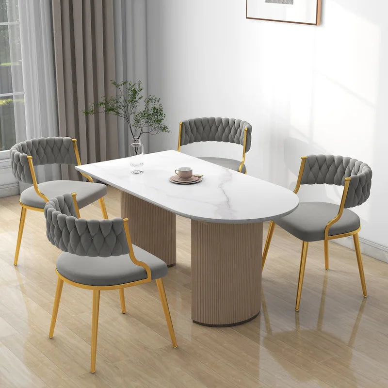 Sillas de comedor de terciopelo modernas, juego de 4