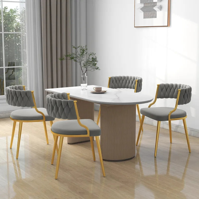 Sillas de comedor de terciopelo modernas, juego de 4