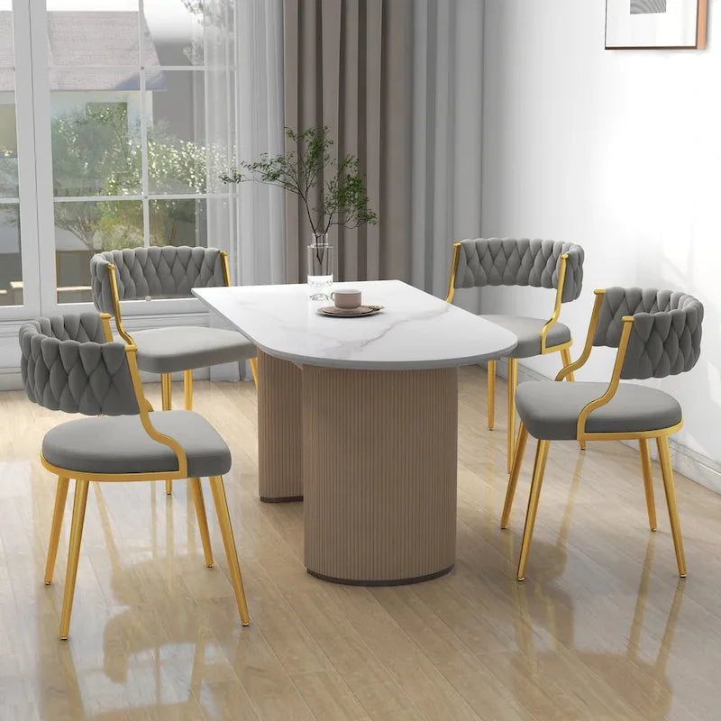 Sillas de comedor de terciopelo modernas, juego de 4