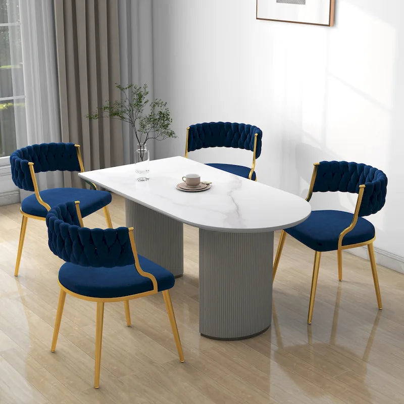 Sillas de comedor de terciopelo modernas, juego de 4
