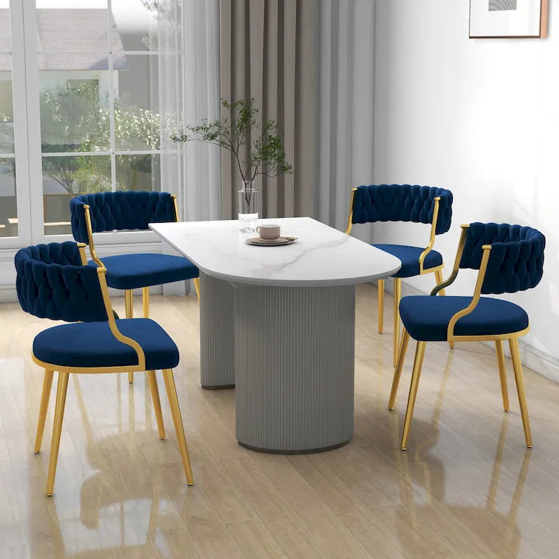 Sillas de comedor de terciopelo modernas, juego de 4