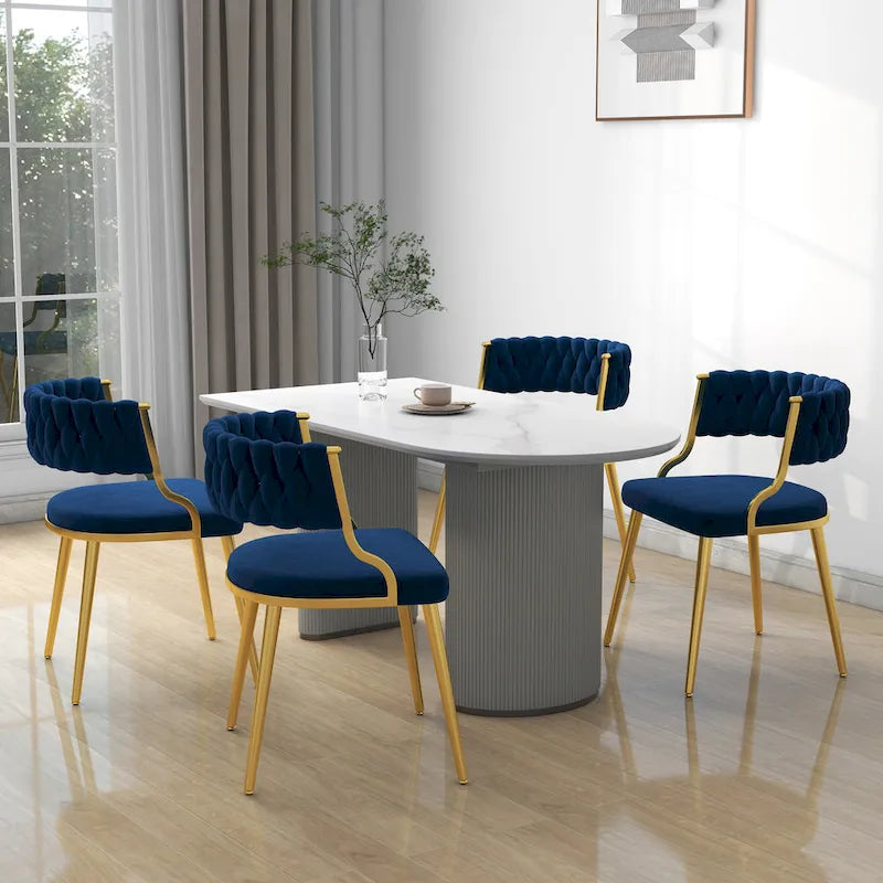 Sillas de comedor de terciopelo modernas, juego de 4