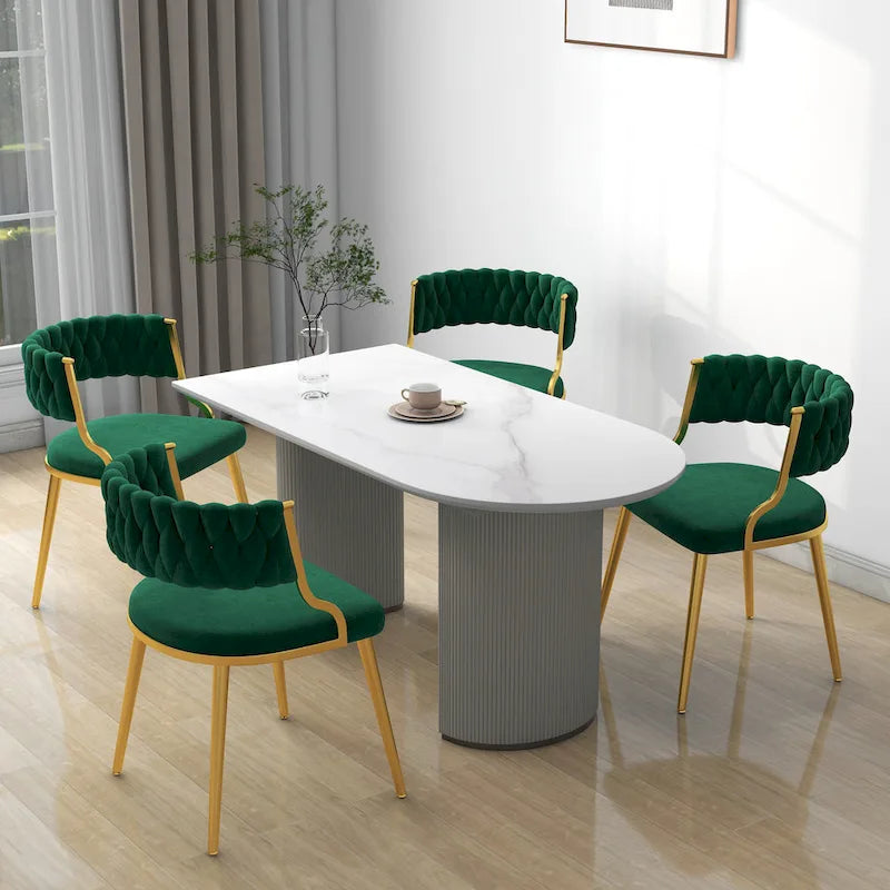 Sillas de comedor de terciopelo modernas, juego de 4
