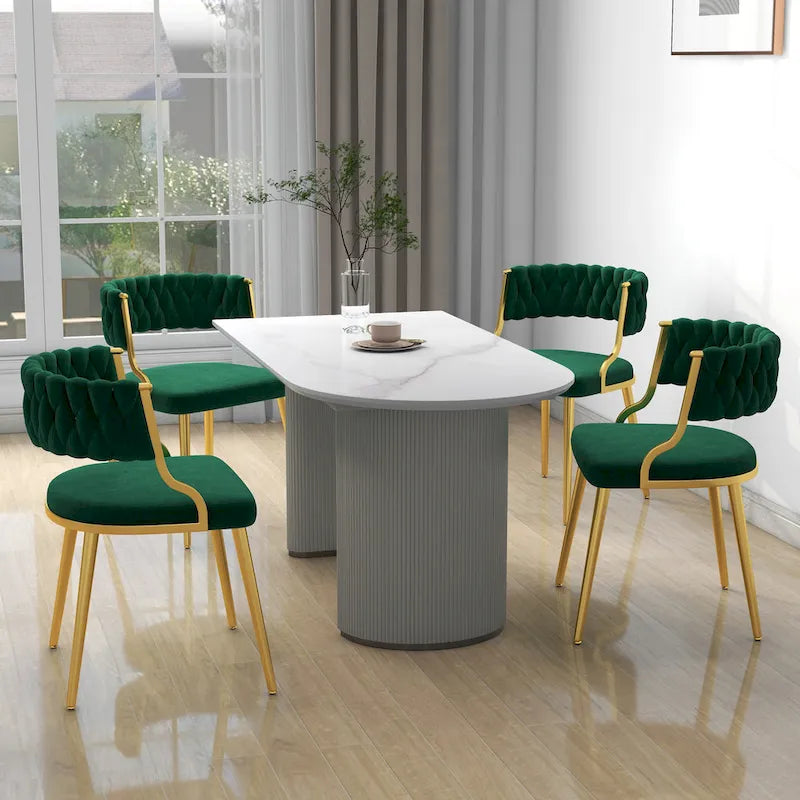 Sillas de comedor de terciopelo modernas, juego de 4