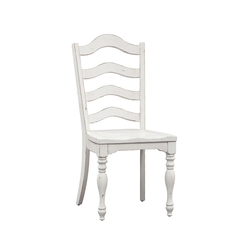 Silla lateral con respaldo de escalera blanco antiguo Magnolia Manor (Juego de 2)