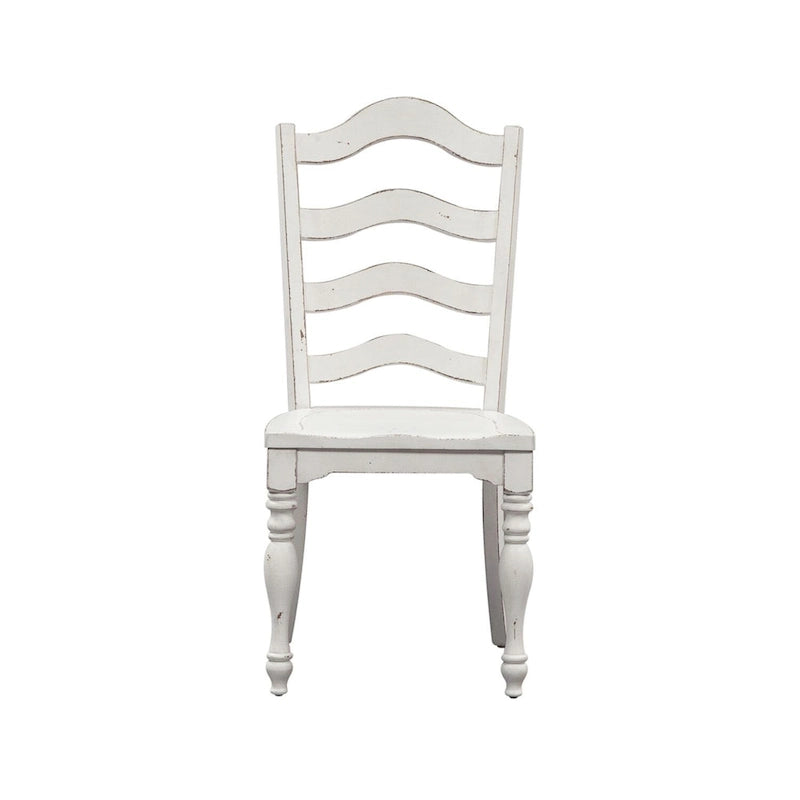 Silla lateral con respaldo de escalera blanco antiguo Magnolia Manor (Juego de 2)