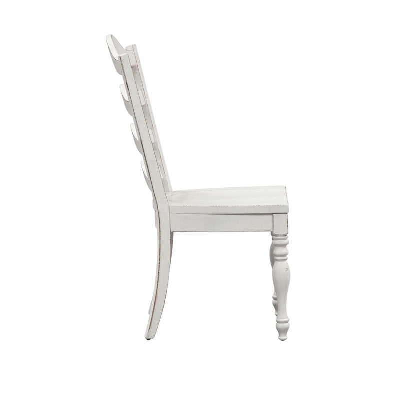 Silla lateral con respaldo de escalera blanco antiguo Magnolia Manor (Juego de 2)