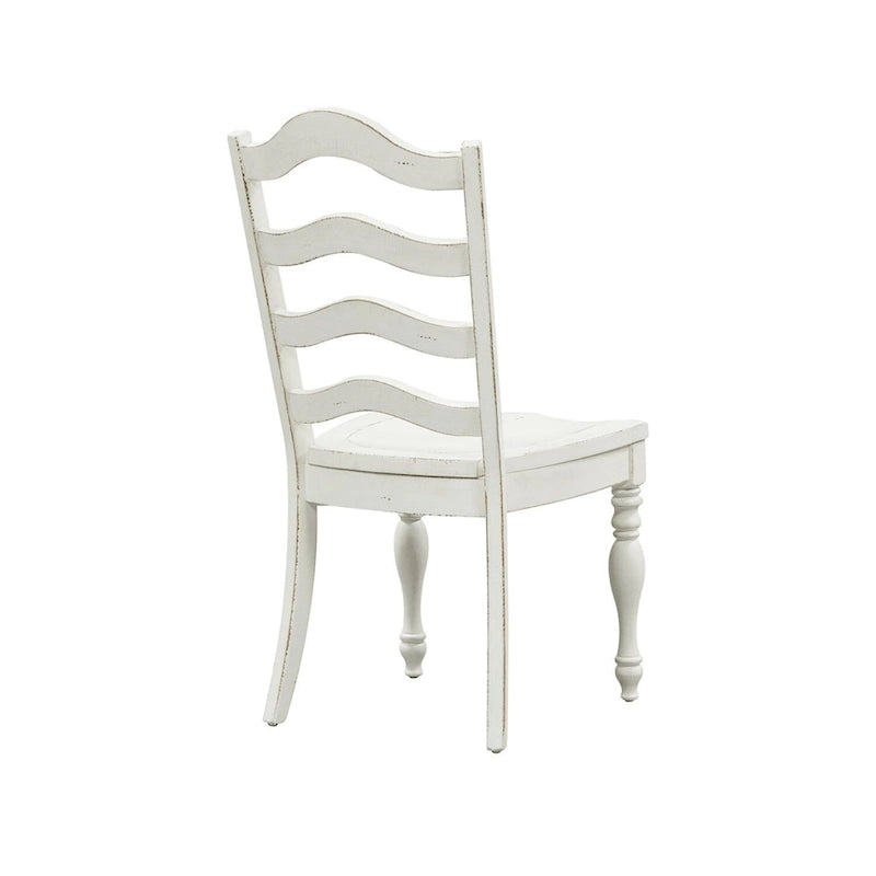 Silla lateral con respaldo de escalera blanco antiguo Magnolia Manor (Juego de 2)