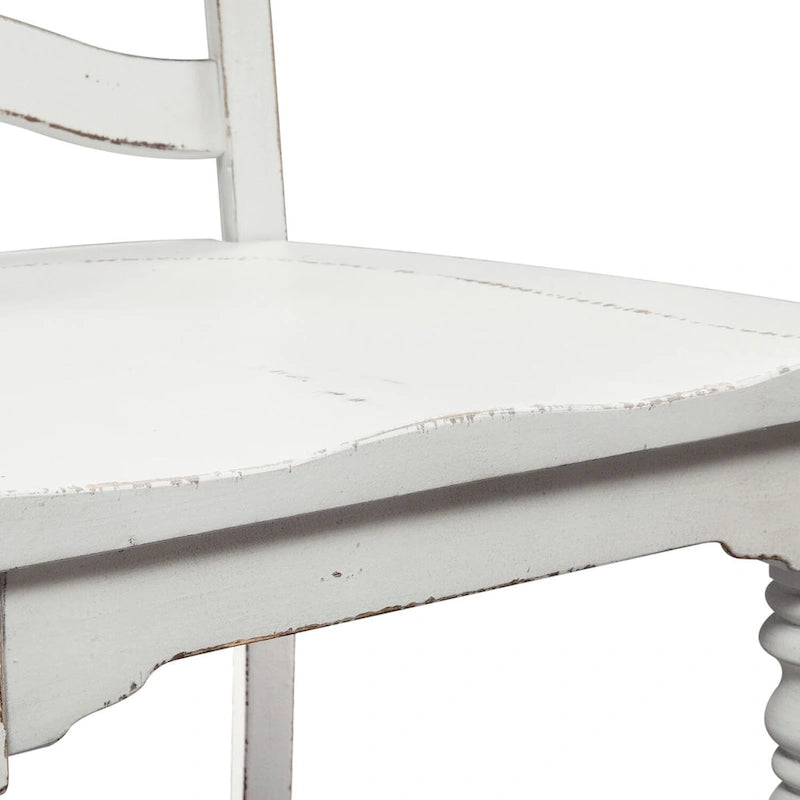 Silla lateral con respaldo de escalera blanco antiguo Magnolia Manor (Juego de 2)