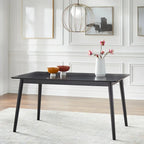Mesa de comedor rectangular de mediados de siglo de nogal/gris/negro, con capacidad para 6 personas