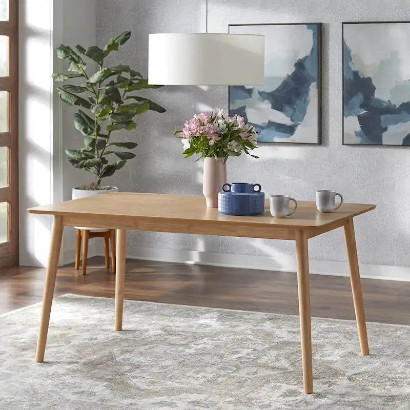 Mesa de comedor rectangular de mediados de siglo de nogal/gris/negro, con capacidad para 6 personas