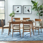 Mesa de comedor rectangular de mediados de siglo de nogal/gris/negro, con capacidad para 6 personas