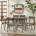 Mesa de comedor rectangular de mediados de siglo de nogal/gris/negro, con capacidad para 6 personas