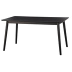 Mesa de comedor rectangular de mediados de siglo de nogal/gris/negro, con capacidad para 6 personas