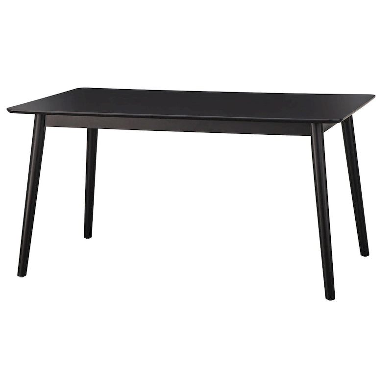 Mesa de comedor rectangular de mediados de siglo de nogal/gris/negro, con capacidad para 6 personas