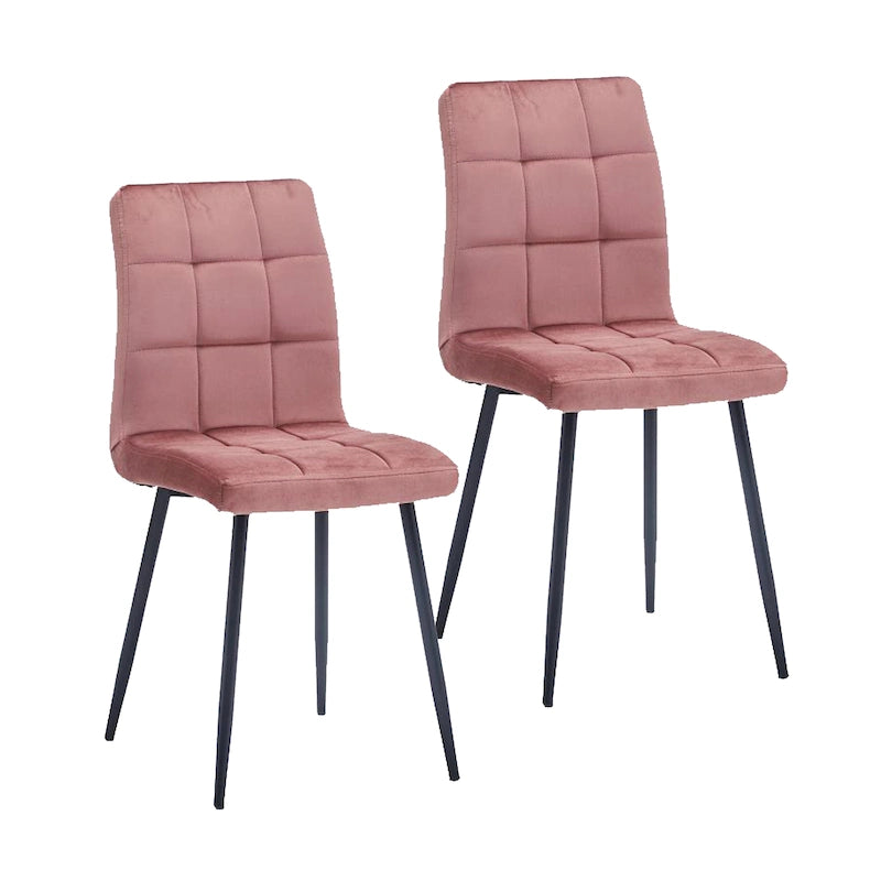 Sillas de comedor de terciopelo rosa/negro/verde/gris/azul, estilo capitoné de mediados de siglo, juego de 2