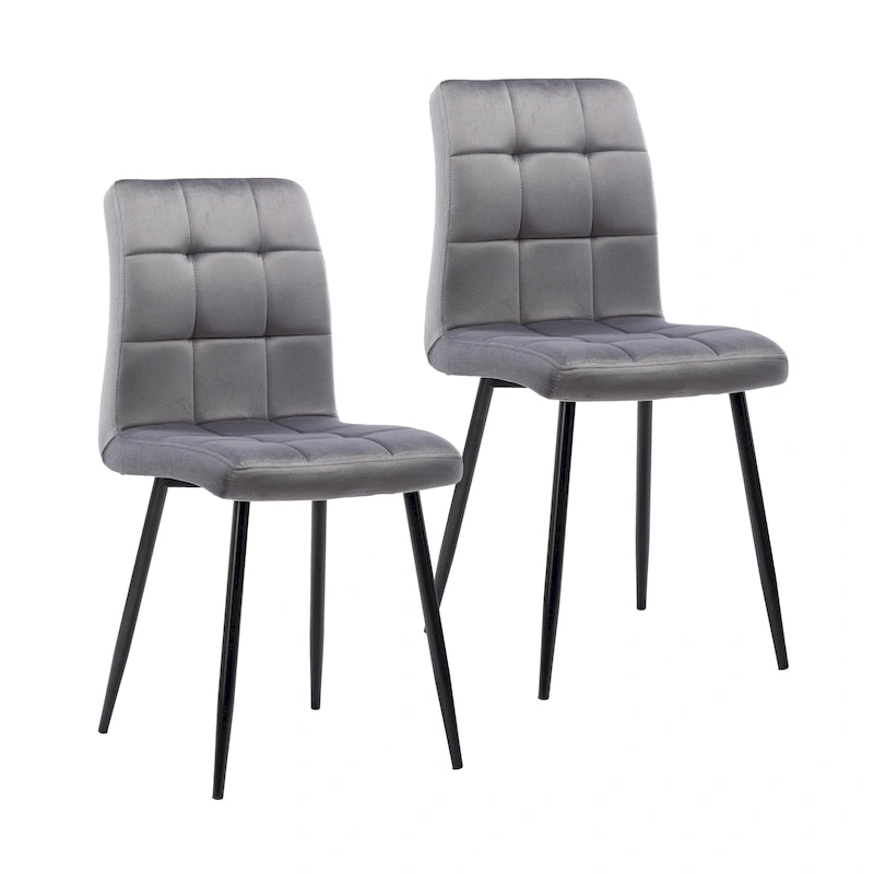Sillas de comedor de terciopelo rosa/negro/verde/gris/azul, estilo capitoné de mediados de siglo, juego de 2