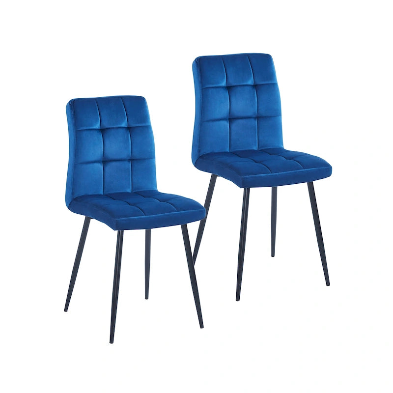 Sillas de comedor de terciopelo rosa/negro/verde/gris/azul, estilo capitoné de mediados de siglo, juego de 2