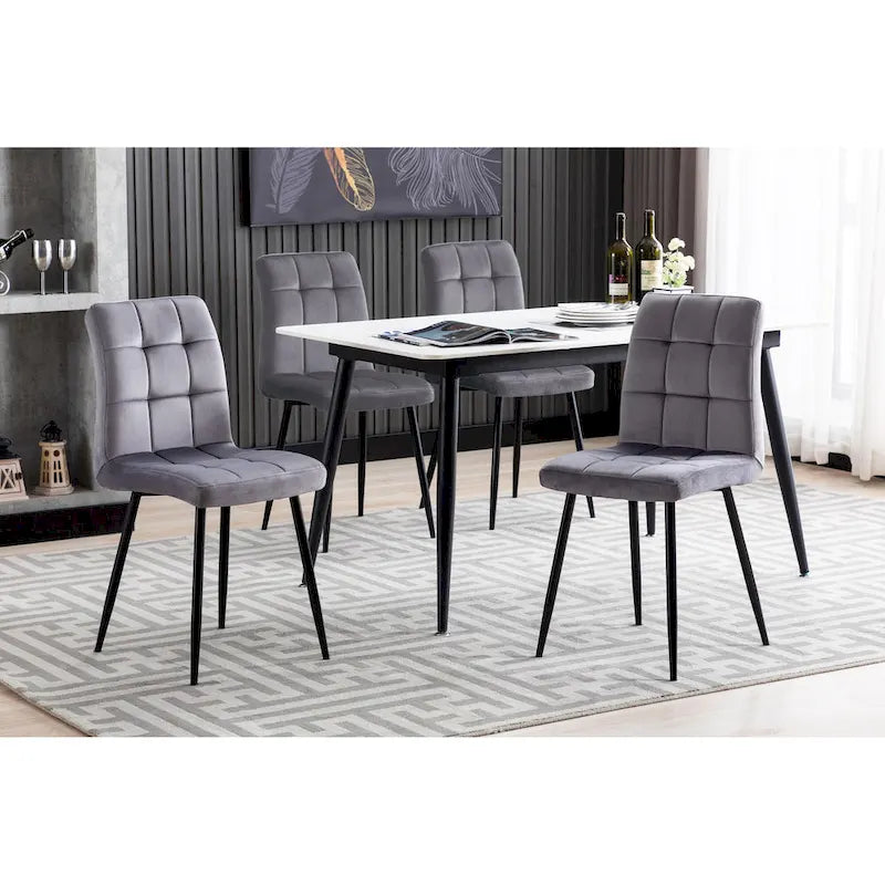 Sillas de comedor de terciopelo rosa/negro/verde/gris/azul, estilo capitoné de mediados de siglo, juego de 2