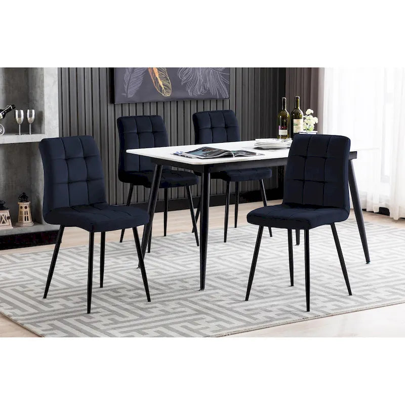 Sillas de comedor de terciopelo rosa/negro/verde/gris/azul, estilo capitoné de mediados de siglo, juego de 2