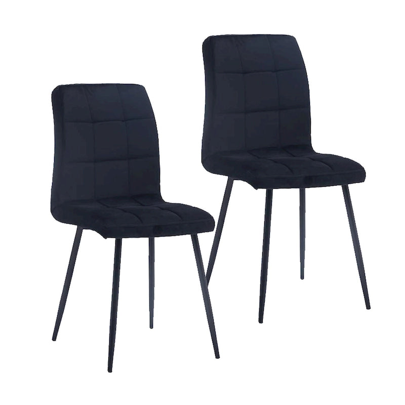 Sillas de comedor de terciopelo rosa/negro/verde/gris/azul, estilo capitoné de mediados de siglo, juego de 2