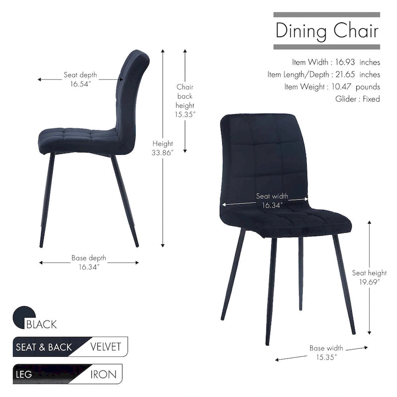 Sillas de comedor de terciopelo rosa/negro/verde/gris/azul, estilo capitoné de mediados de siglo, juego de 2