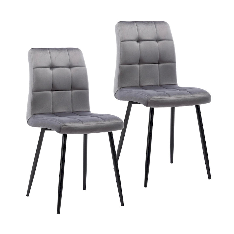 Sillas de comedor de terciopelo rosa/negro/verde/gris/azul, estilo capitoné de mediados de siglo, juego de 2