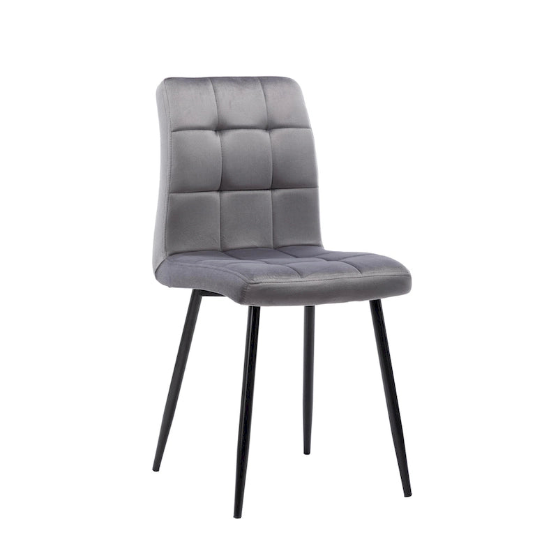 Sillas de comedor de terciopelo rosa/negro/verde/gris/azul, estilo capitoné de mediados de siglo, juego de 2