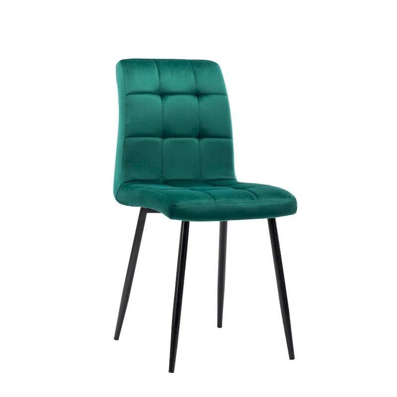 Sillas de comedor de terciopelo rosa/negro/verde/gris/azul, estilo capitoné de mediados de siglo, juego de 2