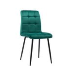 Sillas de comedor de terciopelo rosa/negro/verde/gris/azul, estilo capitoné de mediados de siglo, juego de 2