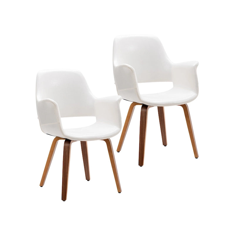Juego de 2 sillas de comedor, piel sintética, patas de madera curvada – Azul / Verde / Blanco / Negro