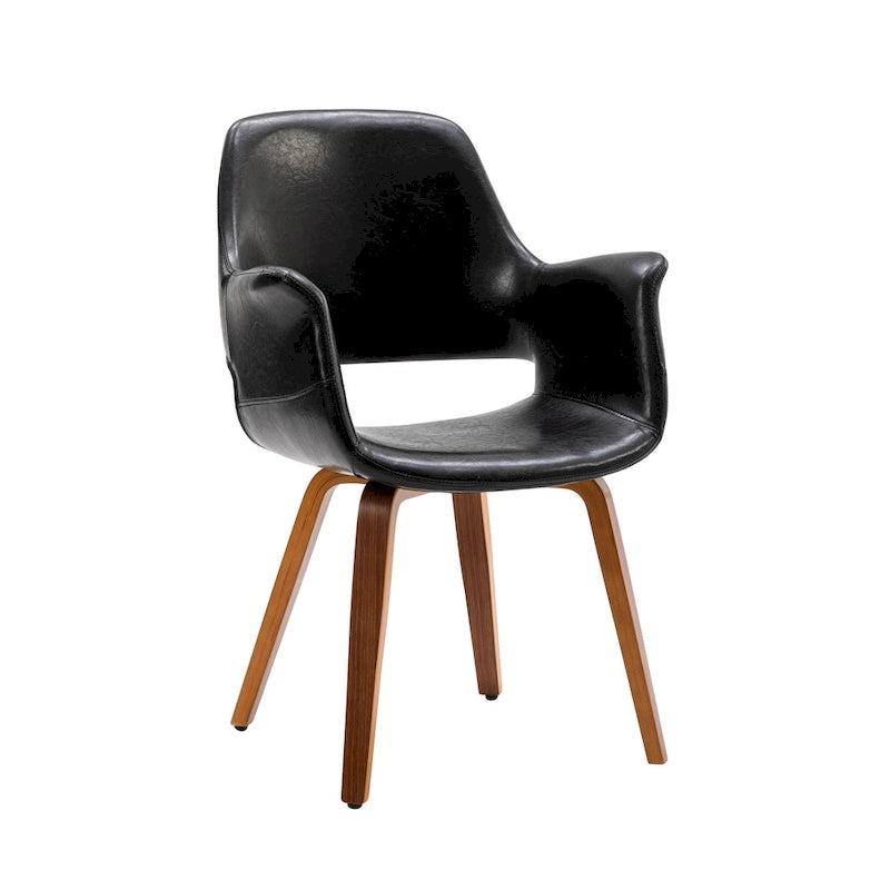 Juego de 2 sillas de comedor, piel sintética, patas de madera curvada – Azul / Verde / Blanco / Negro