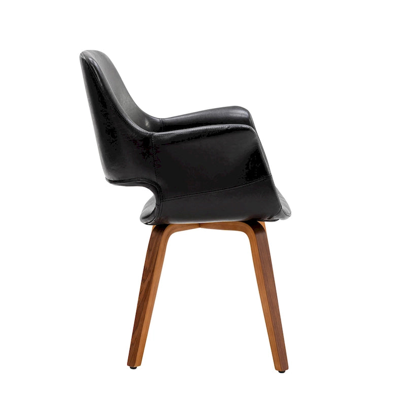 Juego de 2 sillas de comedor, piel sintética, patas de madera curvada – Azul / Verde / Blanco / Negro