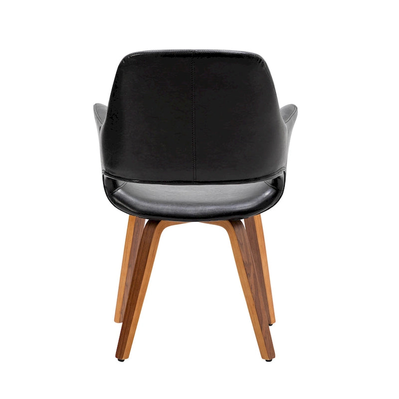 Juego de 2 sillas de comedor, piel sintética, patas de madera curvada – Azul / Verde / Blanco / Negro