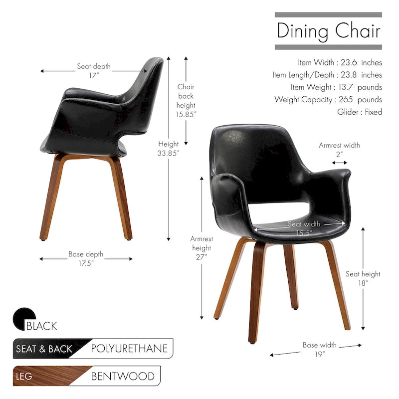 Juego de 2 sillas de comedor, piel sintética, patas de madera curvada – Azul / Verde / Blanco / Negro